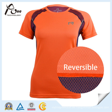 Reversible Stoff Tshirt Damen Active Wear Lady Sportswear